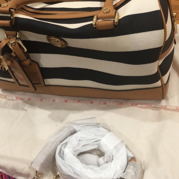 Tory Burch Viva Satchel bag, Striped Nautical 13 X 7” - Picture 14 of 16